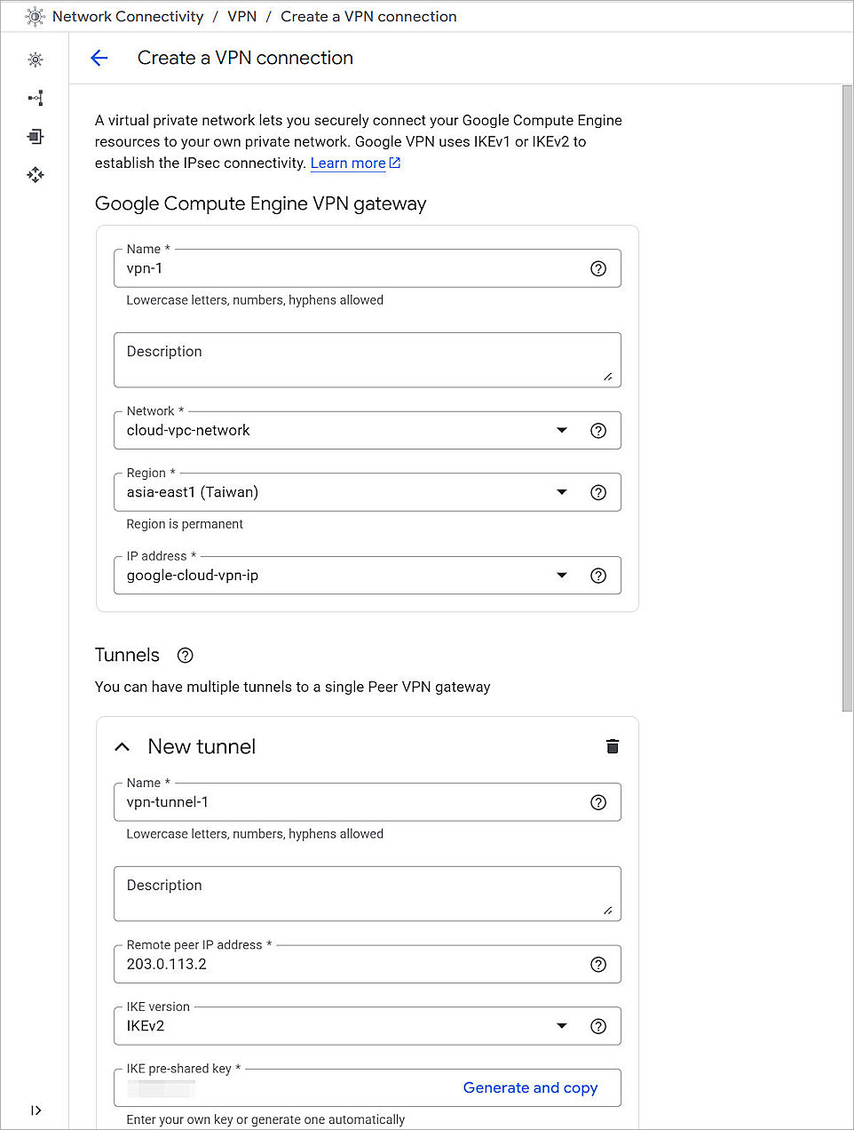 Screenshot of the Google Cloud configure 12